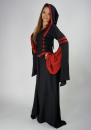 Robe Isolda noire et rouge à capuche