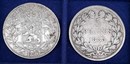 Lot de 2 pièces de 5 frs en argent : France 1835 et Belgique 1870