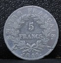 Lot : Faux écu de 5 francs en étain argenté 1811, copie d'écu, de demi-franc et de 20 francs Italie AN 10 + médaille