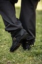 Chaussures noires Albin en cuir, semelles crêpe - Arrêt du modèle