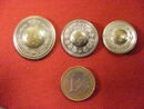Boutons anciens argentés aux 3 fleurs de lys et couronne, 25 mm