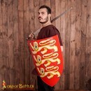 Bouclier en métal avec armoirie. Richard coeur de lion. PETITE RAYURE SUR LE BOUCLIER, PRIX EN RAPPORT!