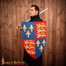 Bouclier en métal avec armoirie. Richard coeur de lion. PETITE RAYURE SUR LE BOUCLIER, PRIX EN RAPPORT!