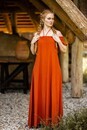 Robe longue épaules volantée Clara TERRACOTA