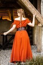 Robe longue épaules volantée Clara TERRACOTA