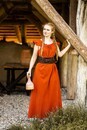 Robe longue épaules volantée Clara TERRACOTA