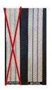 28 mm - Galon zig zag argent, 3 bandes argent et 2 bandes bleues moyen alternées - Le mètre