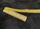 Galon art déco argent à reflets jaune et motis entrelacs - Métallique - 40 mm - Fab. Française ancienne - Au mètre 