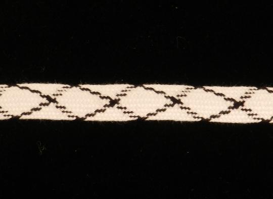 12 mm - Tresse bicolore noire et blanche