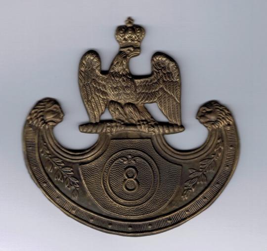 Plaque à soubassement d'officier 8e de ligne - Règlement 1810 - Aspect patiné - 1er Empire