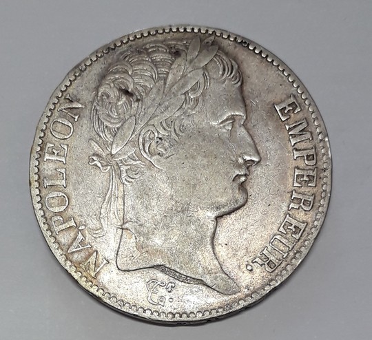 Napoléon 1809 tête laurée Empire Français 5 francs, pièce argent
