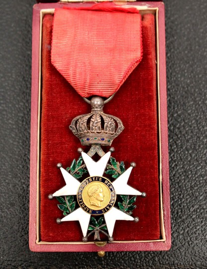Deuxième Empire chevalier Légion d'Honneur. Dans sa boîte avec certificat d'attribution!