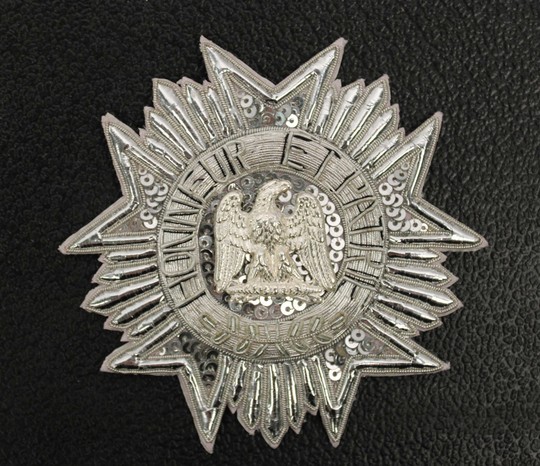 France : Légion d'Honneur - Centre brodé et aigle métal argent vif - Plaque de grand aigle 