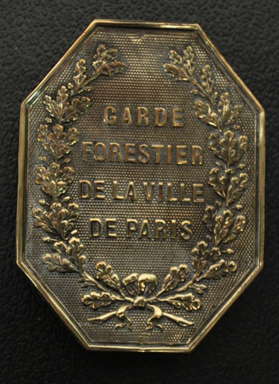 Plaque de baudrier de garde forestier de la ville de Paris
