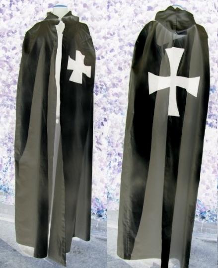 Frère hospitalier - Cape coton noire 2 croix blanches