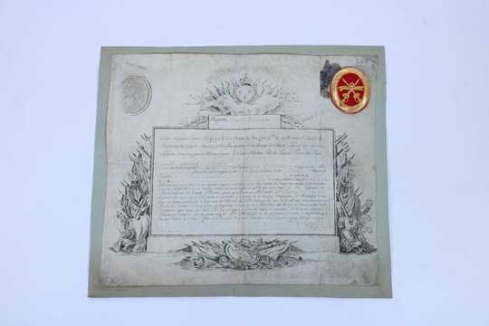 France: rare et authentique (1791) diplôme d'attribution de la Croix de vétérance, accompagné d'une copie de croix. Ancien régime