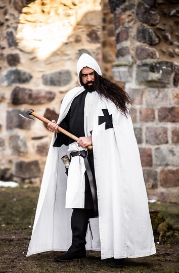 Teuton - Cape coton blanche 2 croix noires