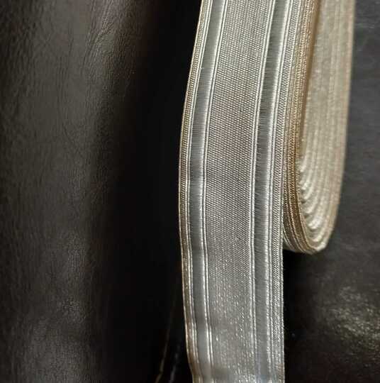 35 mm - Galon metallique 2 boyaux  ARGENT - Fab france ANCIENNE - Le mètre 