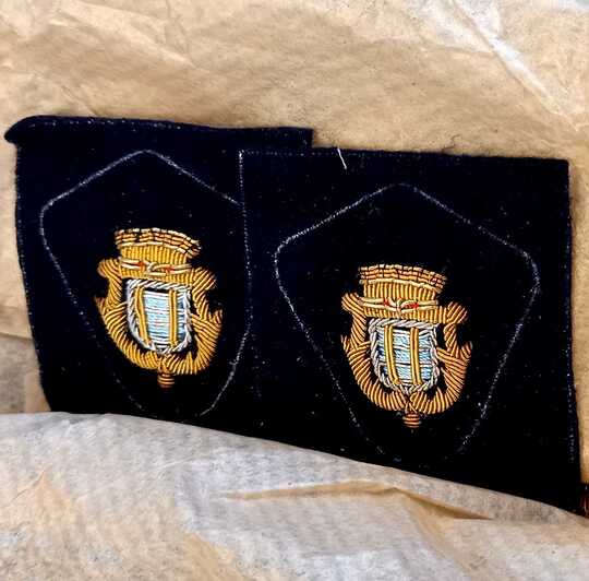 Broderies pour casquettes/képis, pattes de col de la ville de Vichy. Prix à la paire. Vers 1900?