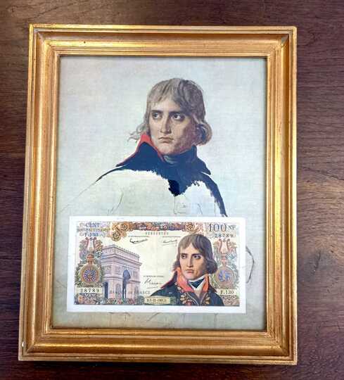 Billet de 100 Fr Bonaparte sur fond du tableau de David qui l'a inspiré.