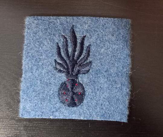 Insigne de grenadier modèle 1923. Grenade bleue sur bleu horizon