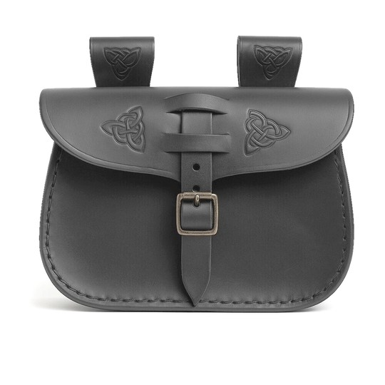 Bourse Alba en cuir gravé noir