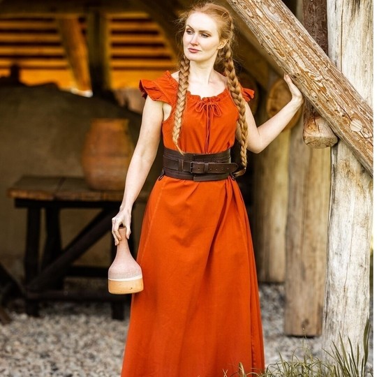 Robe longue épaules volantée Clara TERRACOTA