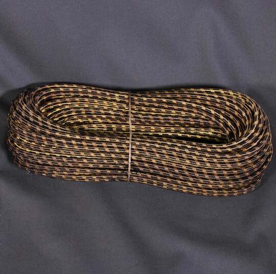 Cordon rond or et noir 6 mm métalloplastique - Fab. Française ancienne - Le mètre -
