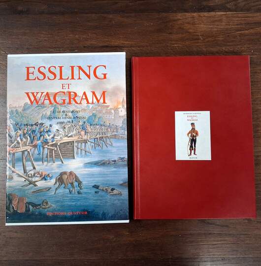 OUVRAGE RELIÉ CUIR. Essling et Wagram par C de Renemont et le Général H De Bonnal. Éditions quatuor.  Numéroté 17/50 