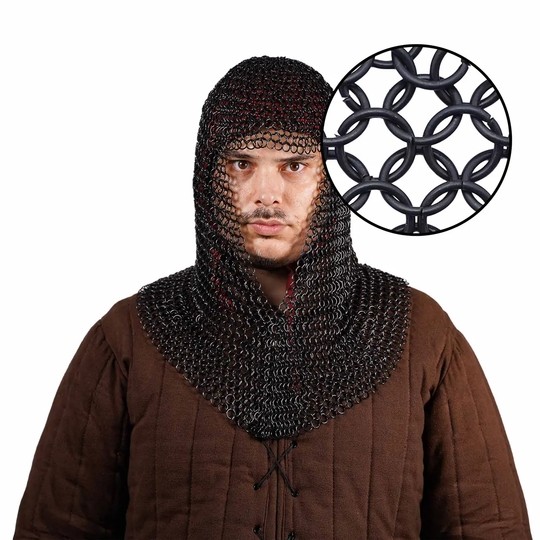 Camail noir maille butée - 10 mm -