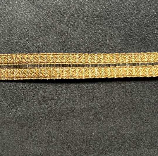 Galon Lézardé gaufré Or - 1 raies Kaki  - 14 mm - Fab. Française ancienne - Au mètre -  