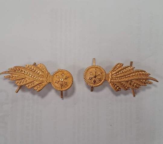 Pré ou début Grande Guerre- BELGIQUE?  Paires d'insignes à la grenade enflammée, 50 x 20 mm- Neufs de stock 